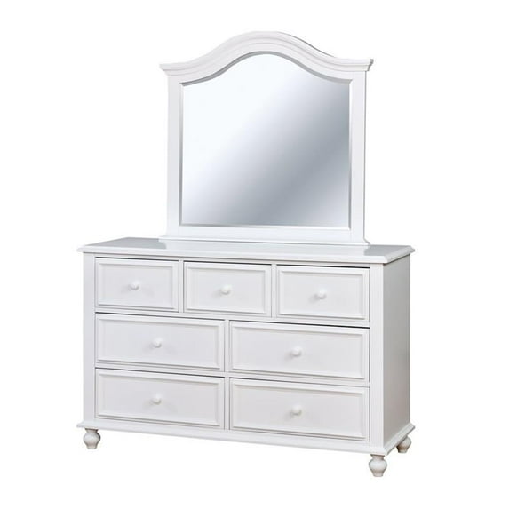 Furniture of America Noell Wood Kids Dresser and Mirror Set in White