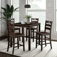 thumbnail image 1 of Furniture of America Nolan 5-Piece Solid Wood Counter Height Dining Table Set, Espresso, 1 of 6