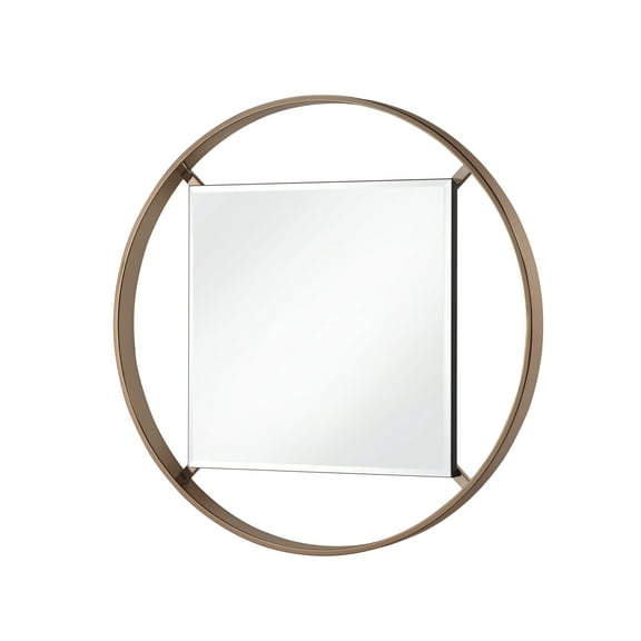 Furniture of America Norman Contemporary 5mm Round Beveled Wall Mirror, Champagne