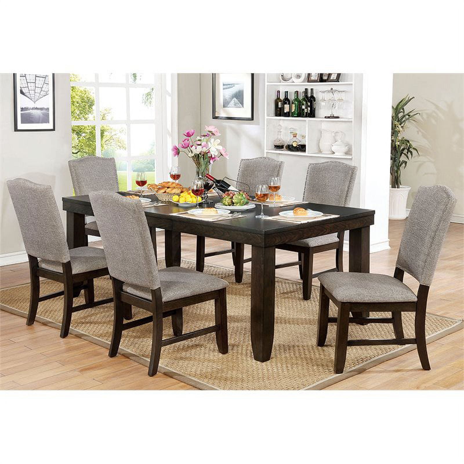 Furniture of America Numara 7 Piece Extendable Dining Set in Walnut