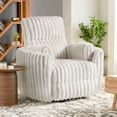 thumbnail image 1 of Furniture of America Nyra Chenille Power Swivel Glider Recliner with 2 Pillows for Living Room and Bedroom, White, 1 of 16