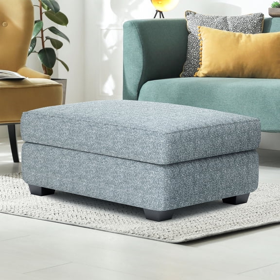 Furniture of America Omar Transitional Fabric Pattern Upholstered Ottoman, Teal