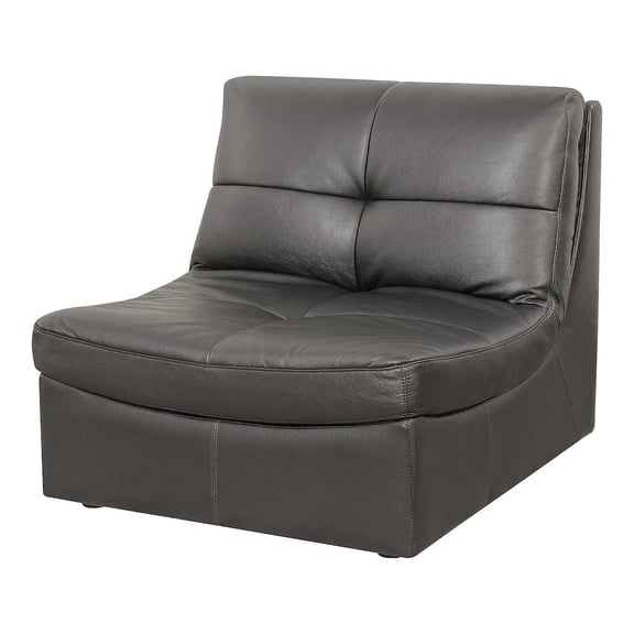Furniture of America Onta Contemporary Faux Leather Accent Armless Chair in Grey
