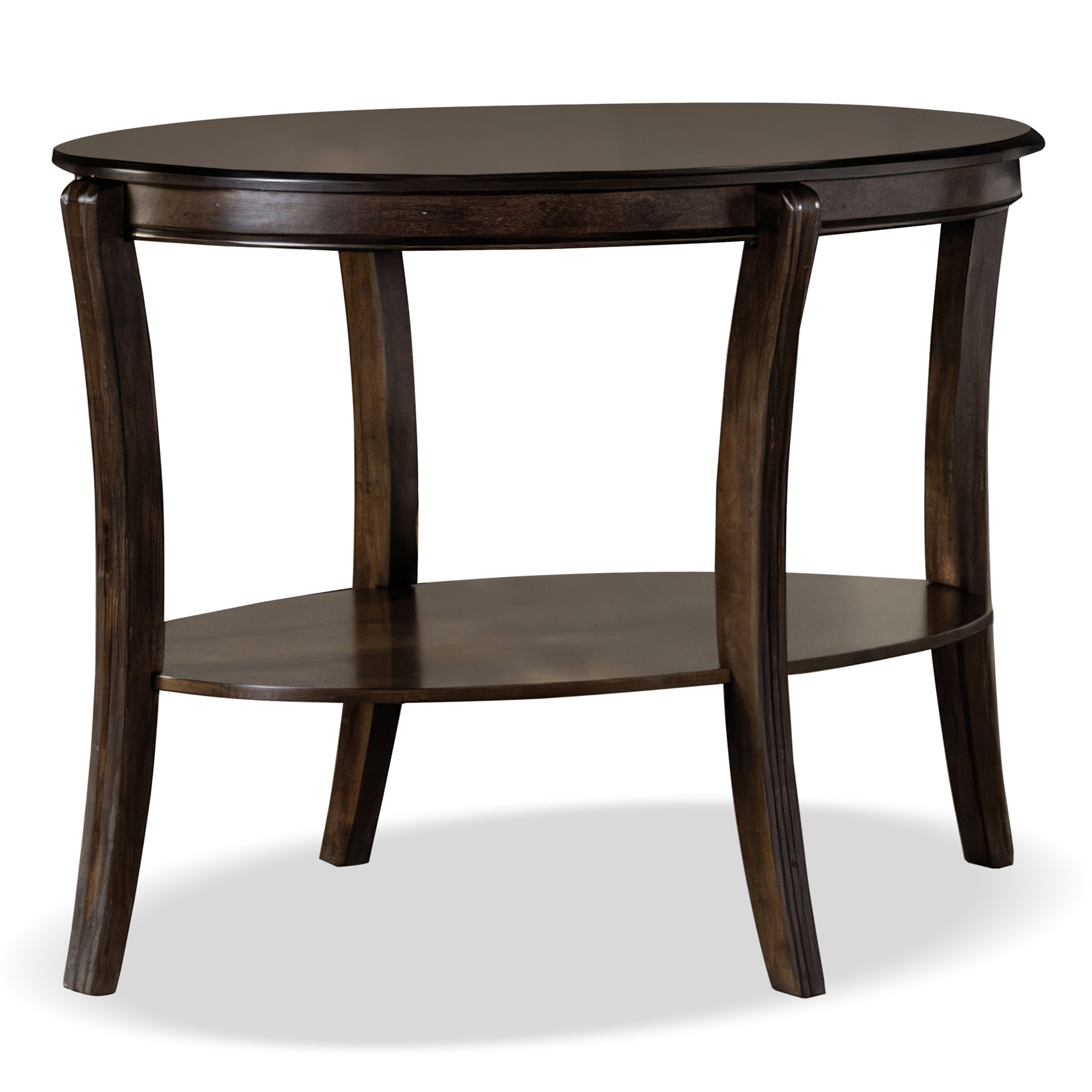 Furniture of America Orian Transitional 1-Shelf Wood Oval Sofa Table, Walnut