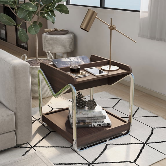 Furniture of America Ovan Open Design 1-Shelf Wood Wenge End Table