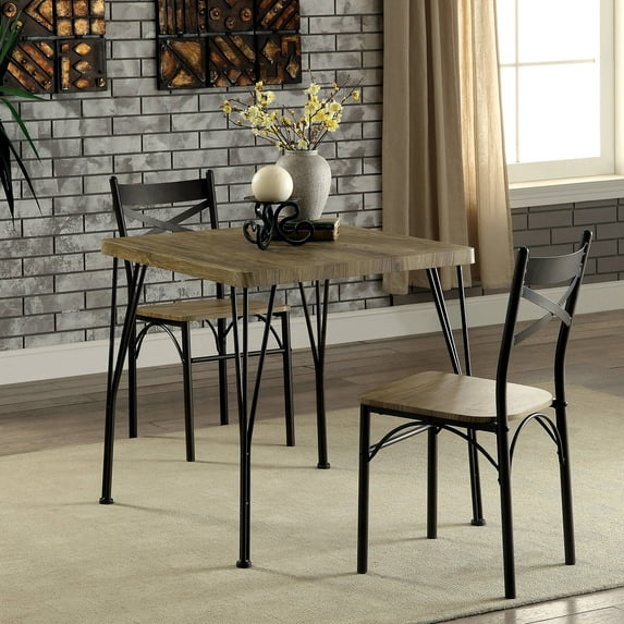 Furniture of America Palmer 3-Piece Dining Set, Gray and Bronze
