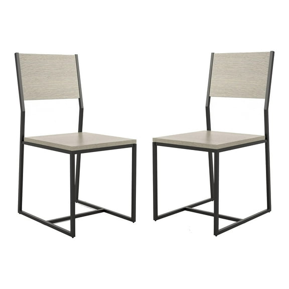 Furniture of America Pandorf Metal and Wood Dining Chairs in Gray (Set of 2)