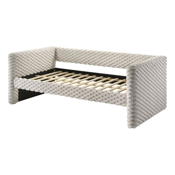Furniture of America Ladell Fabric and Wood Twin Daybed with Trundle in White