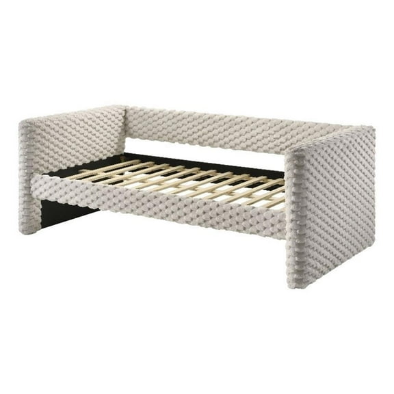 Furniture of America Ladell Fabric and Wood Twin Daybed with Trundle in White