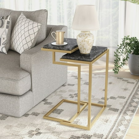 Furniture of America Parata 2-Piece Nesting Table, Black