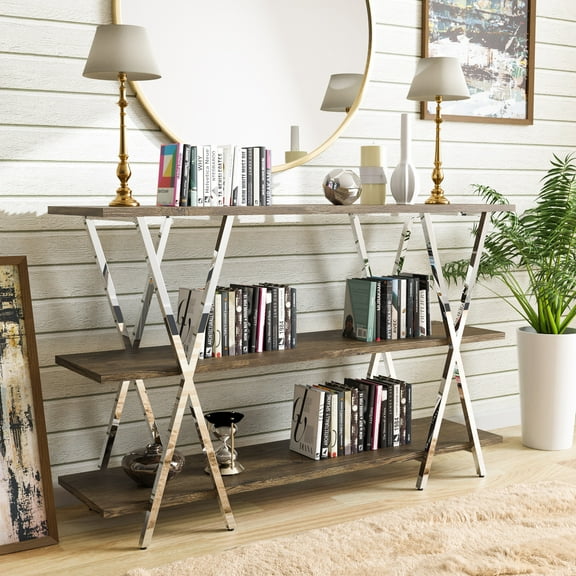 Furniture of America Pardi 3-Shelf Console Table, Dark Oak