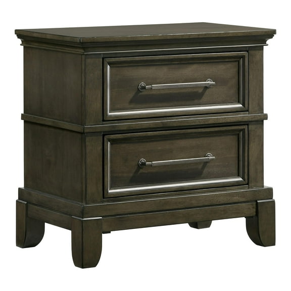 Furniture of America Parro Wood 2-Drawer Nightstand with Bar Pulls in Gray