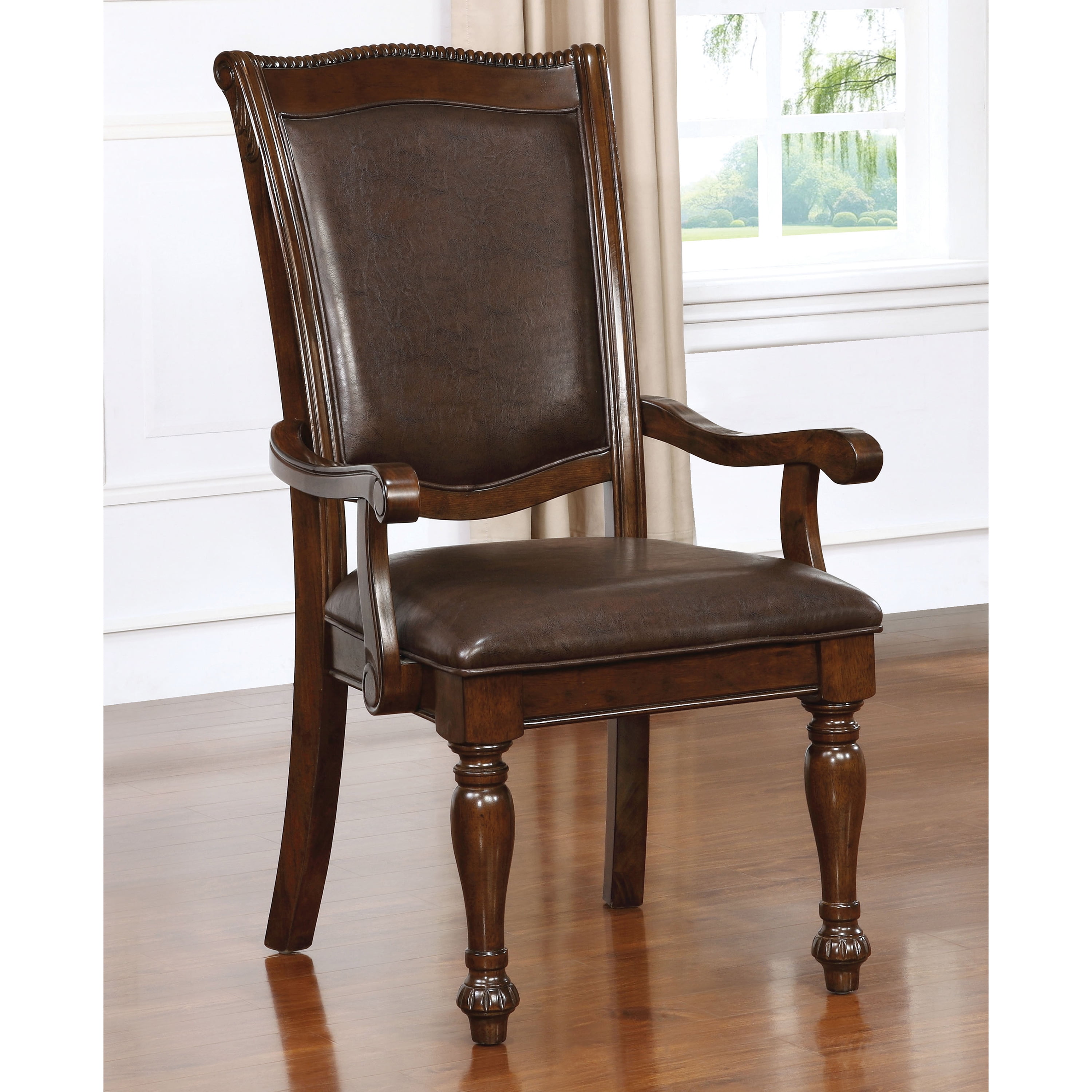 Furniture of America Paxton Padded Dining Arm Chairs - Set of 2, Brown