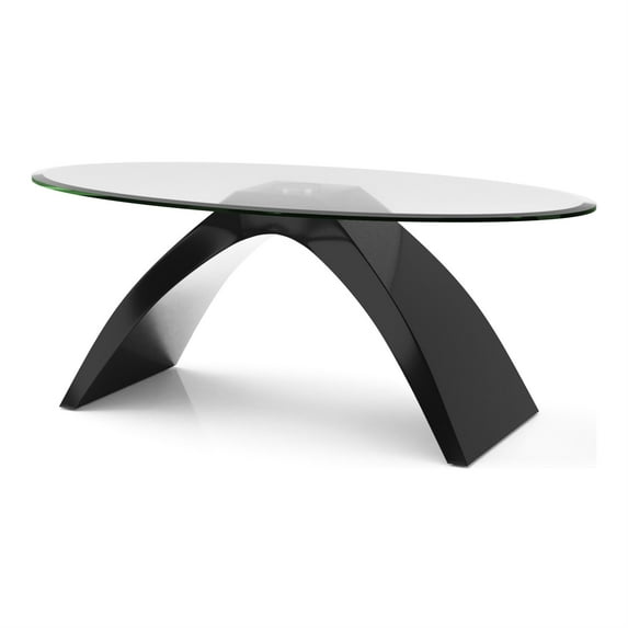 Furniture of America Pelletoni Contemporary Glass Top Coffee Table in Black