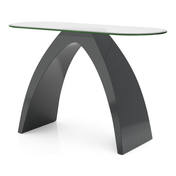 Furniture of America Pelletoni Contemporary Glass Top Sofa Table in Gray