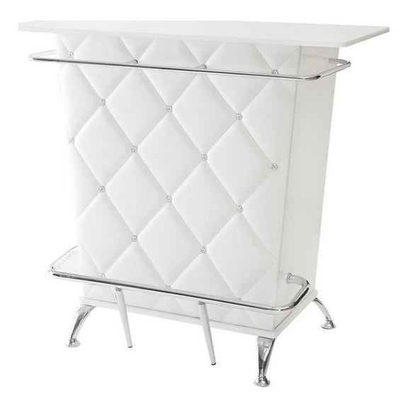 Furniture of America Perii Contemporary Faux Leather Tufted Bar Table in White
