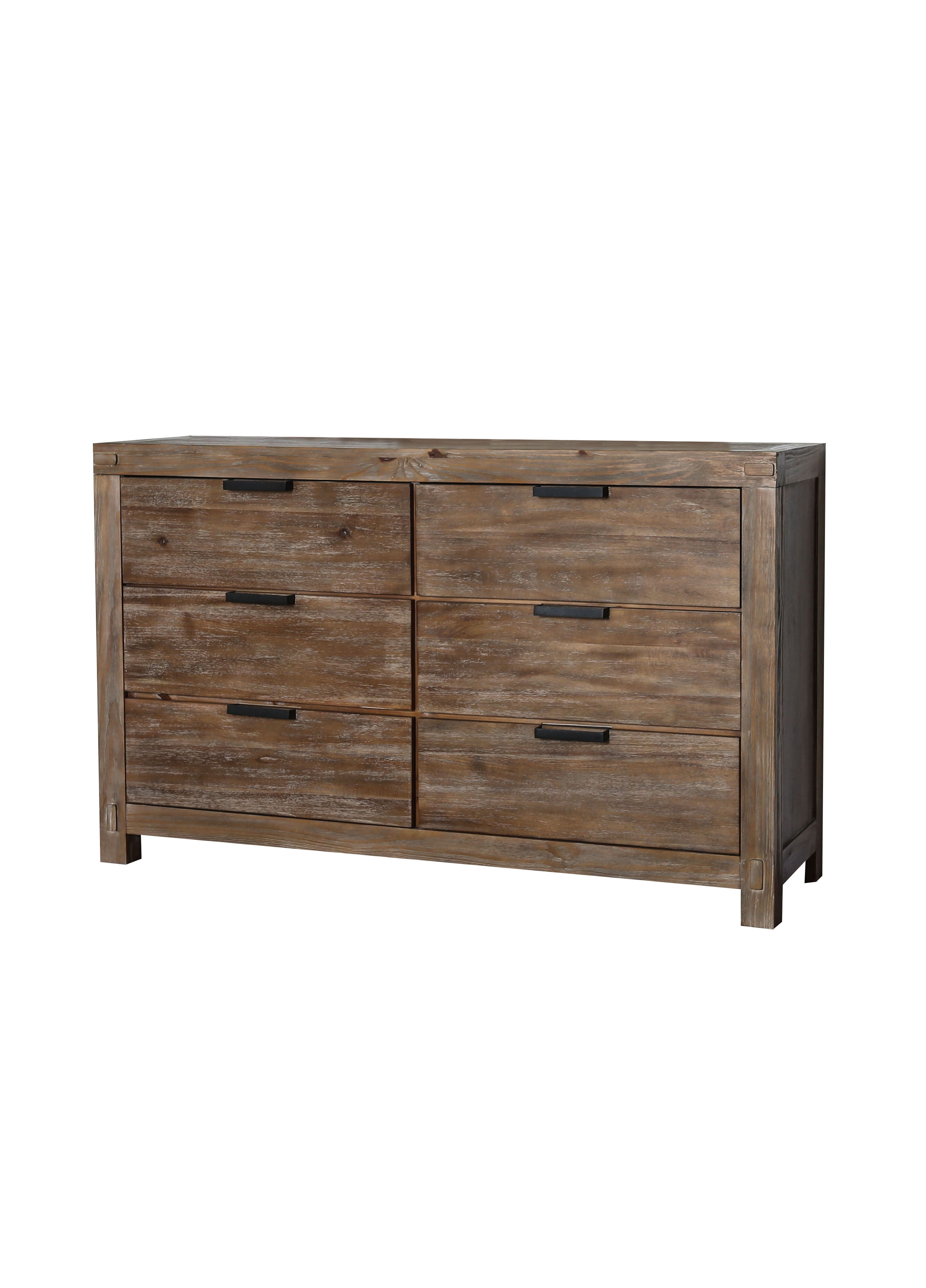 Furniture of America Perrie 6-Drawer Dresser, Weathered Light Oak
