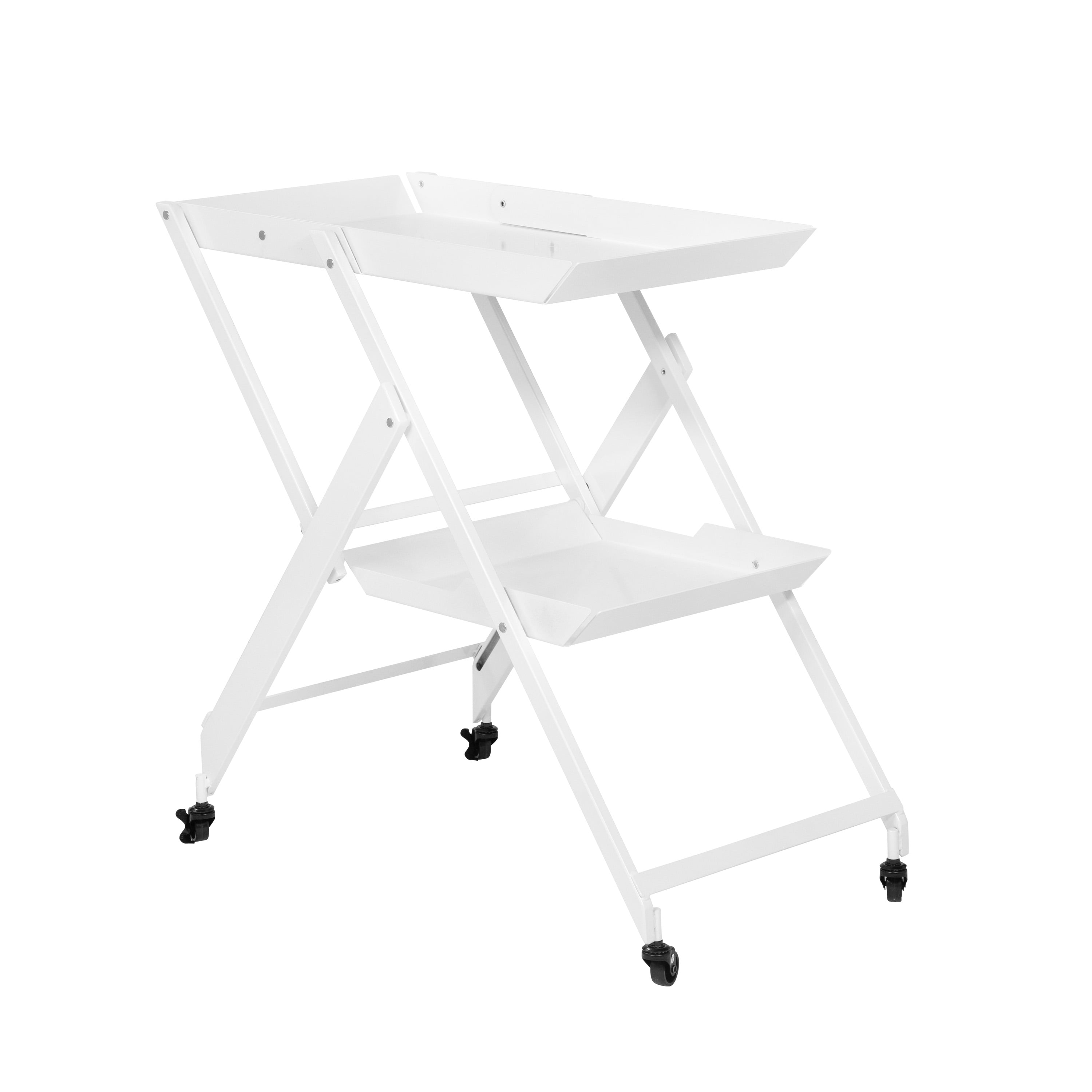 Furniture of America Perth Modern Metal 2-Shelf Serving Cart, White