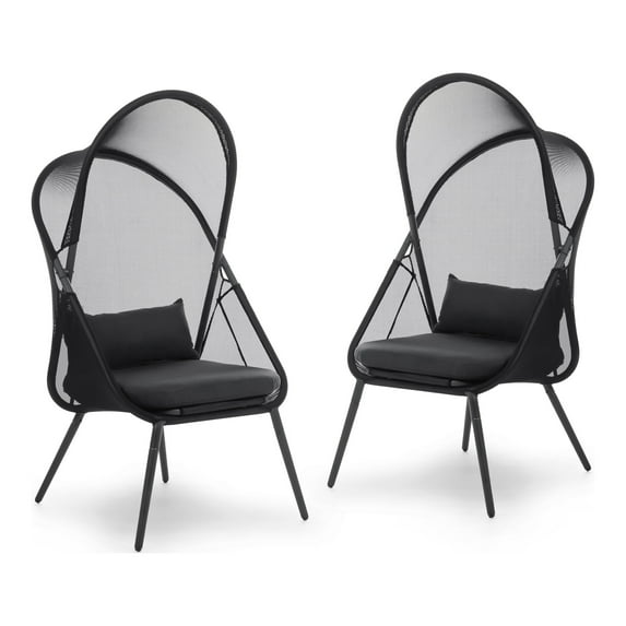 Furniture of America Perth UV-Resistant Foldable Patio Chairs, Set of 2, Black