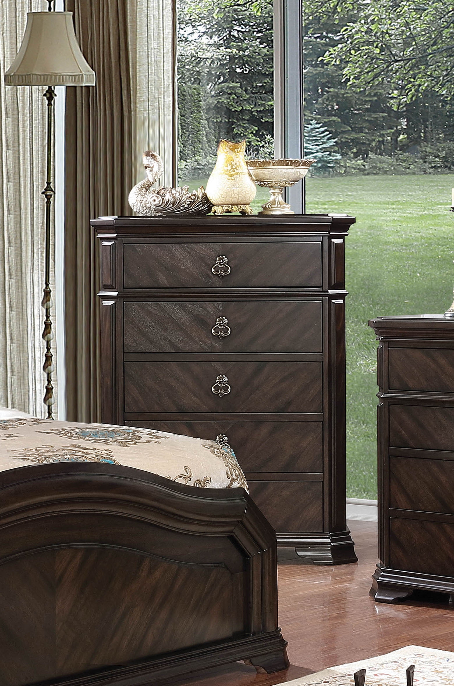 Furniture of America Petersen Traditional 5-Drawer Chest, Espresso