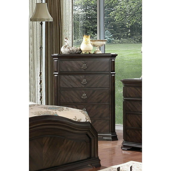 Furniture of America Petersen Traditional 5-Drawer Chest, Espresso