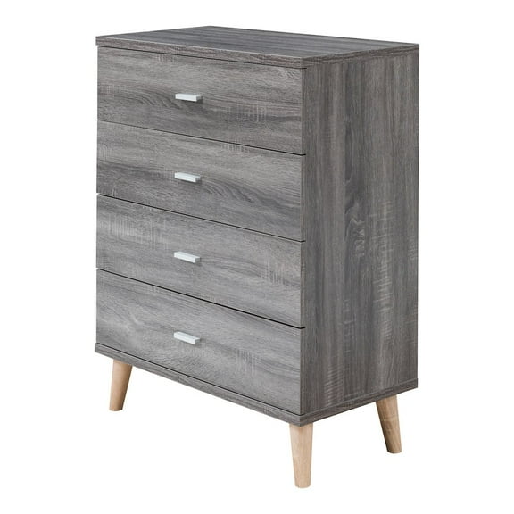 Furniture of America Pives Mid-Century Modern Wood 4-Drawer Chest in Dark Gray