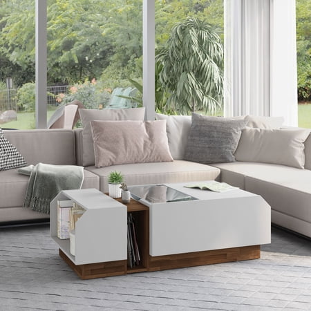 Furniture of America Podd Contemporary White 49-inch 3-Shelf Coffee Table by