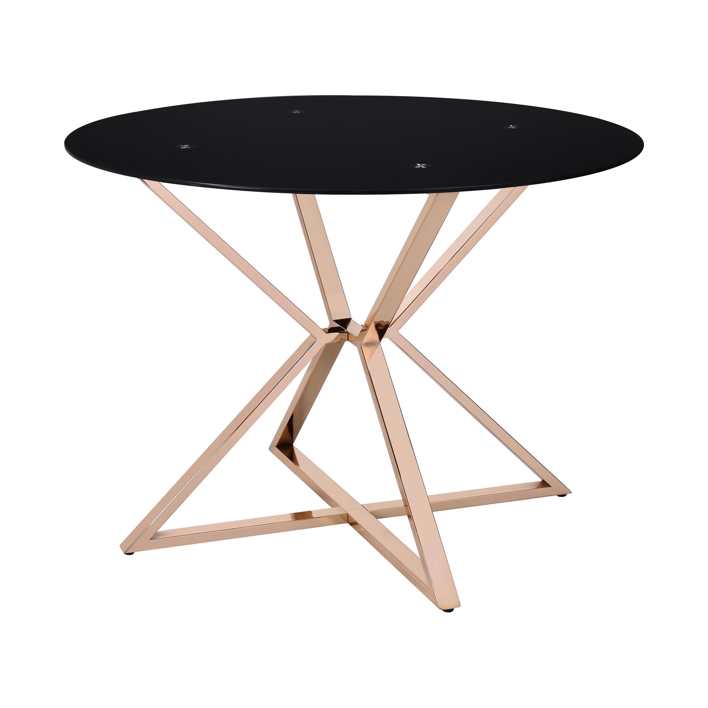 Furniture of America Poh Contemporary Glass Top Dining Table, Gold