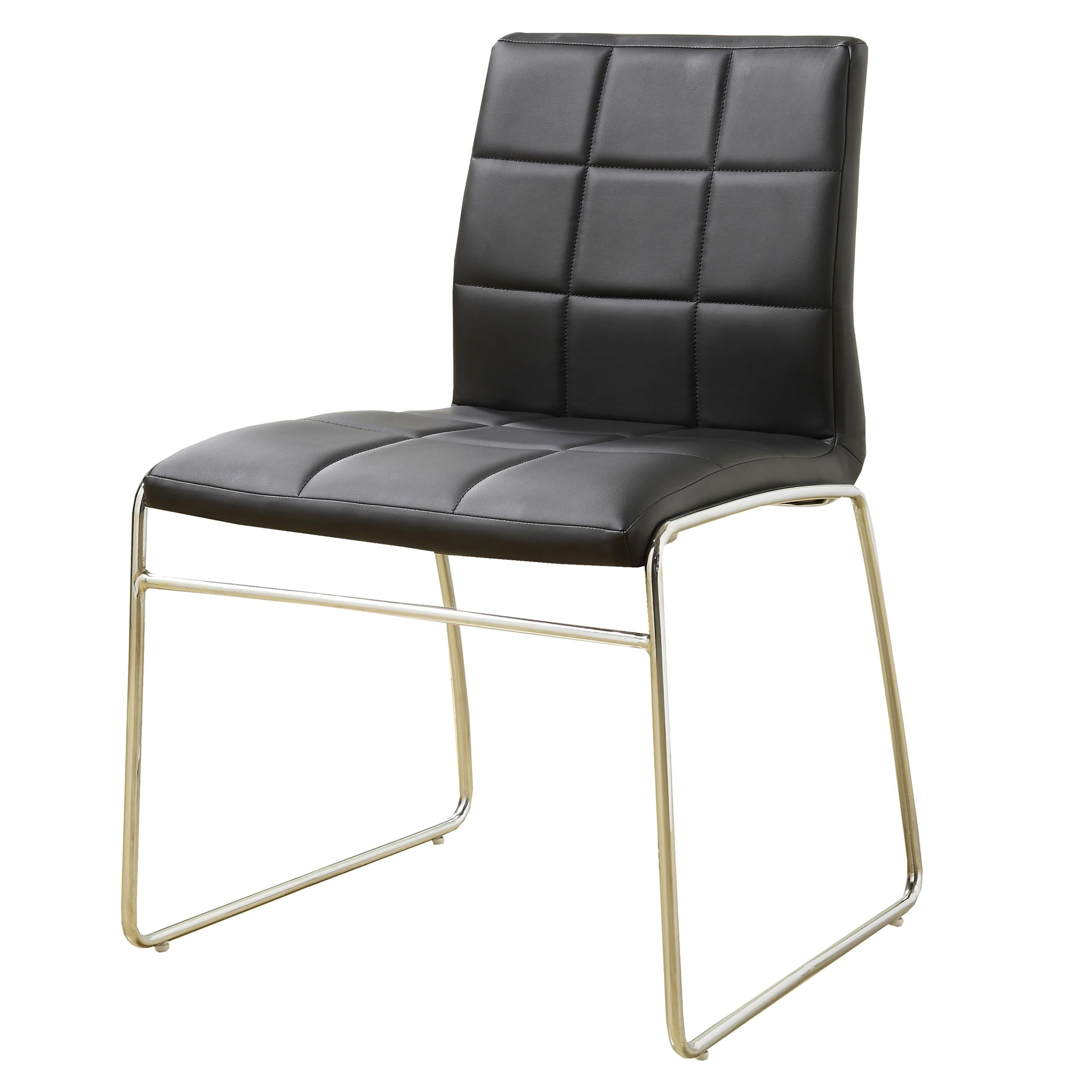 Modern Black Faux Leather Side Chair with Chrome Legs