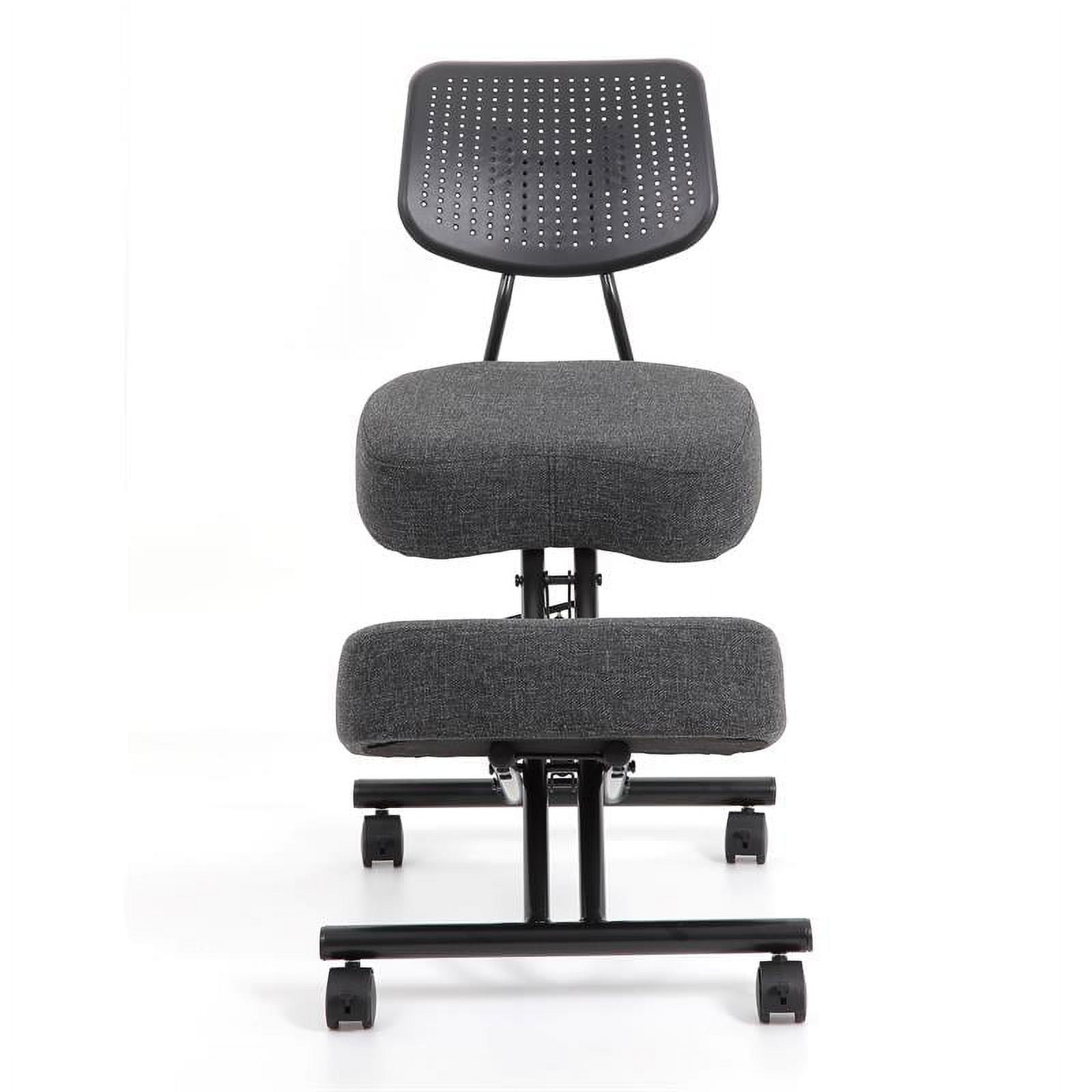 Emma + Oliver Mobile Wooden Ergonomic Kneeling Office Chair in Gray Fabric
