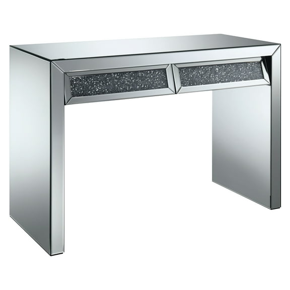 Furniture of America Poppen Contemporary 2-Drawer Glass Dressing Console Table