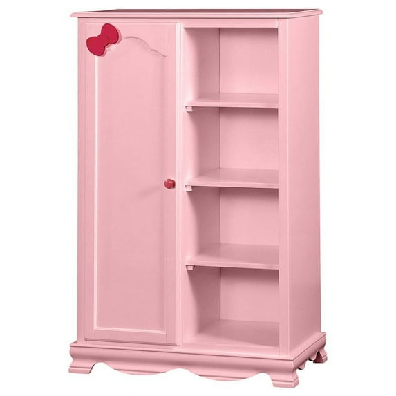 Furniture of America Poppy Contemporary Wood 4-Shelf Armoire in Pink
