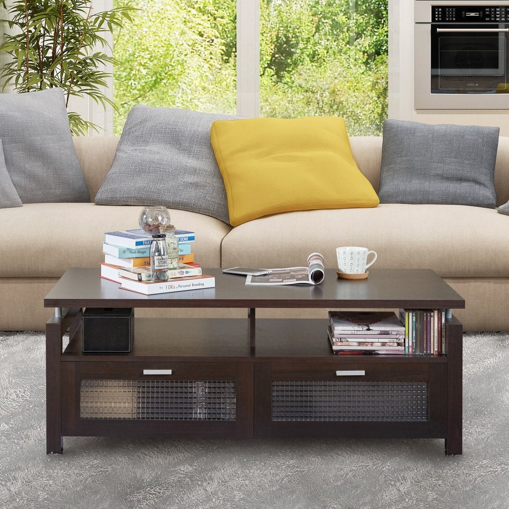 Furniture of America Posa Modern Espresso 47-inch 2-Shelf Coffee Table ...