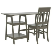 Furniture of America Prenna Wood 2-Piece Writing Desk and Chair Set in Gray