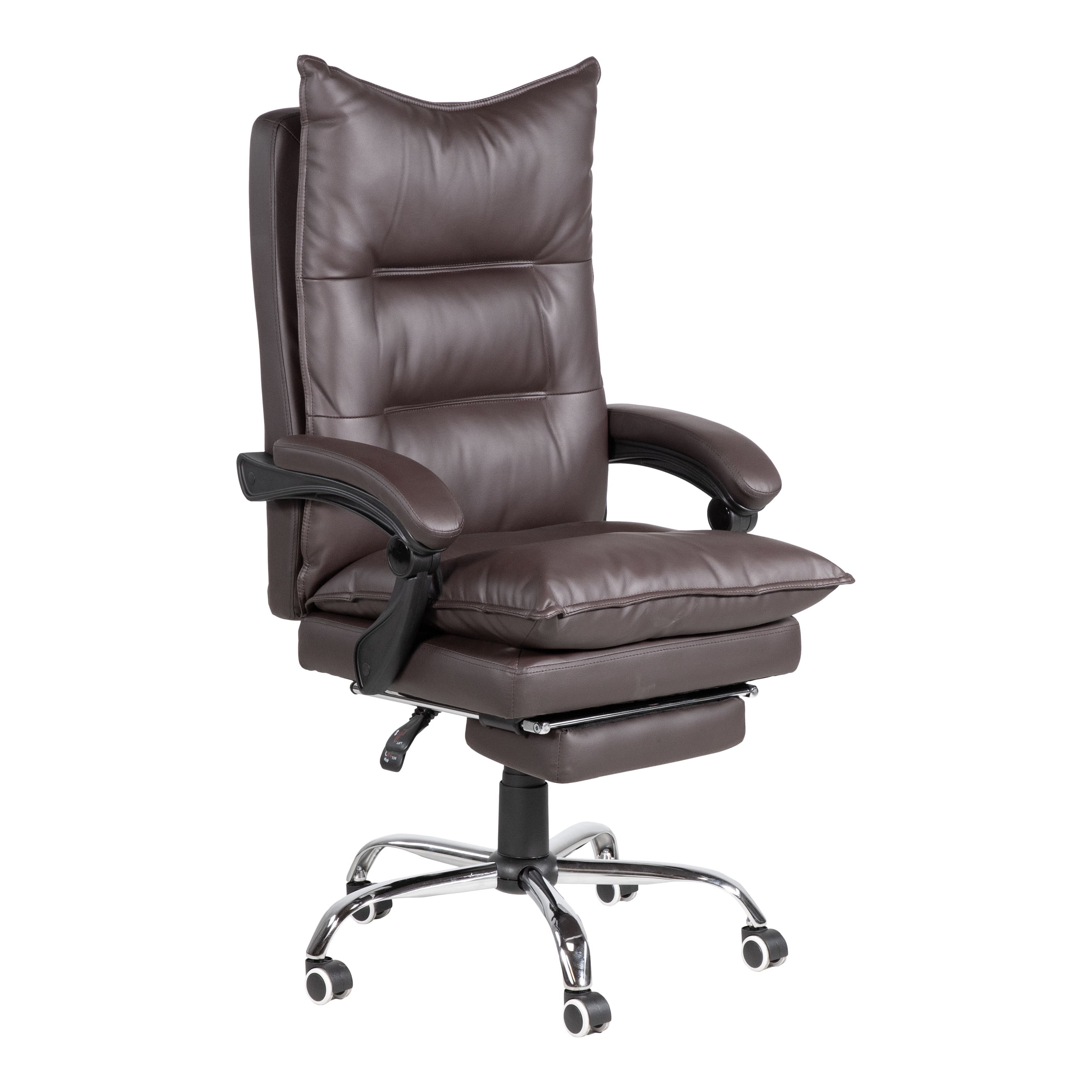 Furniture of America Prime Faux Leather Reclining Office Chair, Brown