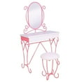 thumbnail image 1 of Furniture of America Prink Metal 3-Piece Kids Vanity Set in Pink and White, 1 of 15