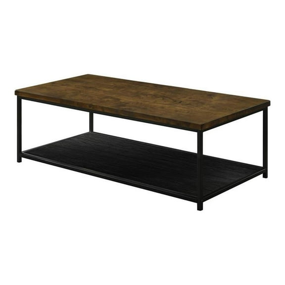 Furniture of America Pris Wood 1-Shelf Coffee Table in Oak and Black