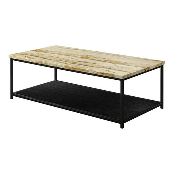 Furniture of America Pris Wood 1-Shelf Coffee Table in Yellow and Black