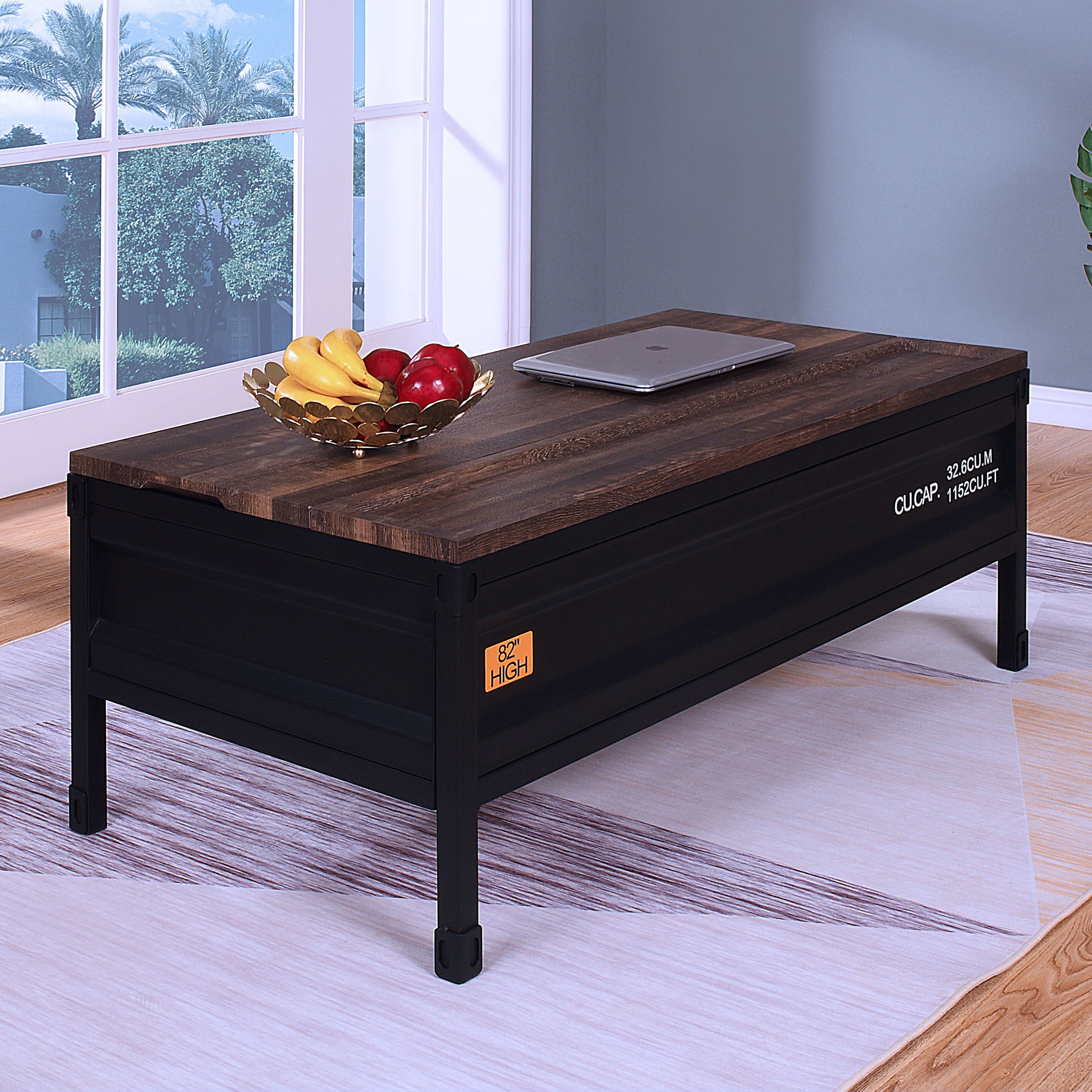 Modern Metal Coffee Table with Lift Top for Space-Saving Storage