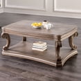 thumbnail image 1 of Furniture of America Protude Traditional Solid Wood 52-inch Coffee Table with Bottom Shelf, Weathered Oak, 1 of 5