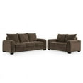 thumbnail image 1 of Furniture of America Pryna Contemporary Chenille 2-Piece Sofa Set in Brown, 1 of 10