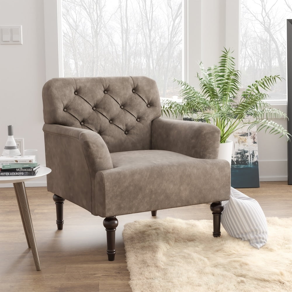 Furniture of America Purani Transitional Vinyl Tufted Wide Accent Chair