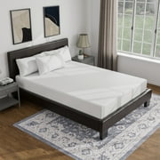 Furniture of America Queen Platform Leatherette Bed with 6-Inch Mattress, Espresso (Assembly Required)