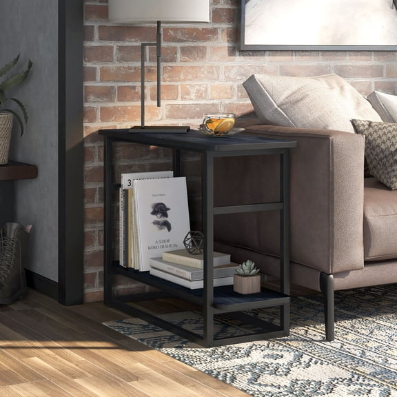 Lev Indoor 1-Shelf Wood Rustic Navy Blue End Table for Living Room