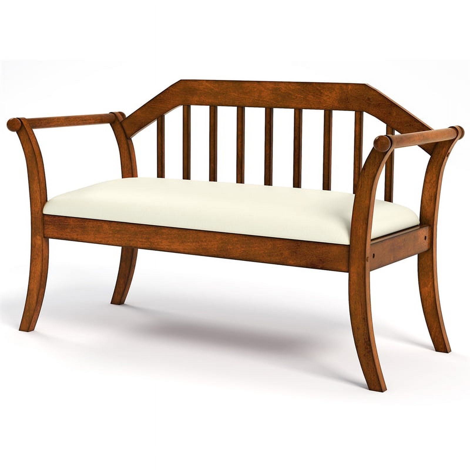 Furniture of America Quirum Cottage Wood Padded Bench in Dark Oak
