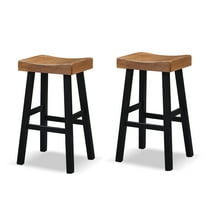 Furniture of America Quyra Solid Wood Indoor Saddle 30.5-inch Bar Stools, Brown and Black (Set of 2)