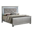 thumbnail image 1 of Furniture of America Rachel Faux Leather King LED Panel Bed in Silver, 1 of 4