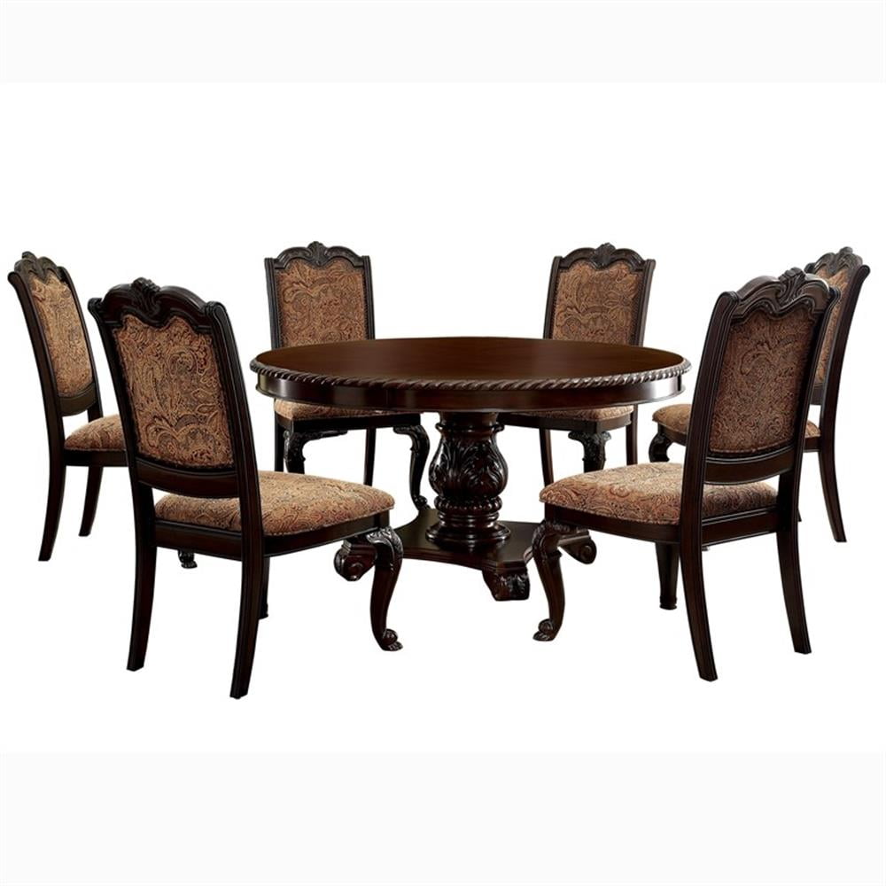 Furniture of America 7-Piece Dining Table Set with Six Chairs in Brown ...