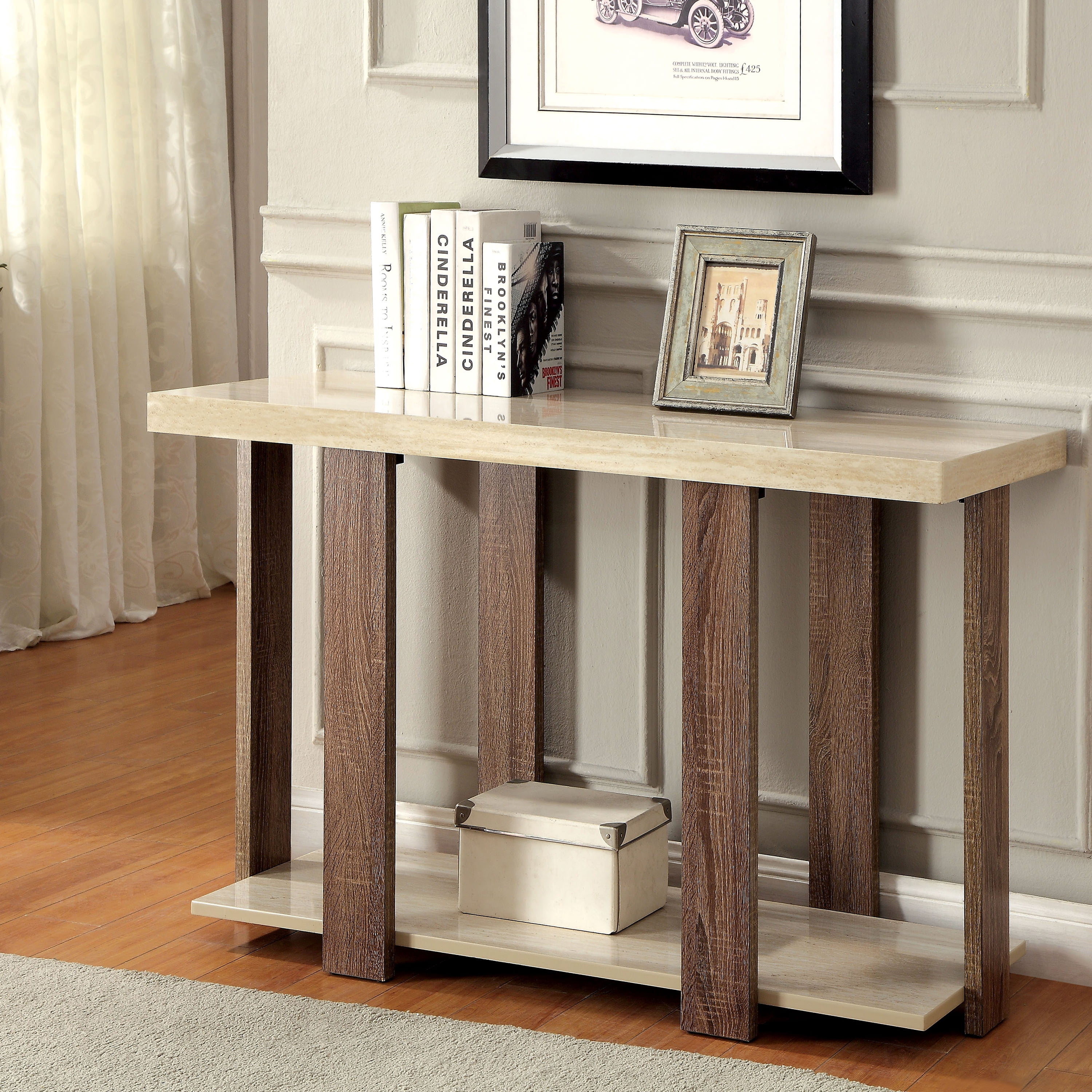 Furniture of America Rankin 1-Shelf Console Table, Light Oak
