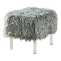 Furniture of America Raven I Contemporary Fabric Upholstered Ottoman in Gray
